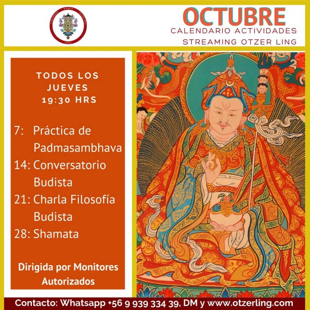 Prácticas de Meditación, Conversatorios y Charlas Budistas vía Streaming en Octubre