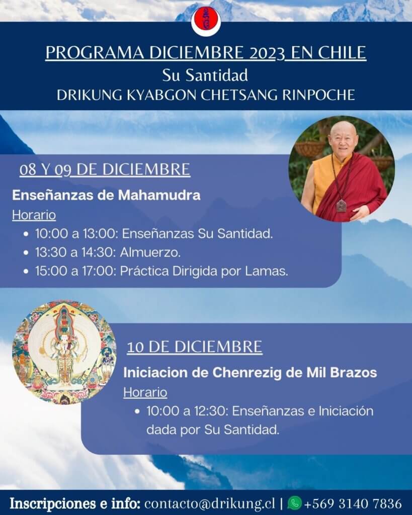 Programa Diciembre 2023: Enseñanzas de Su Santidad Chetsang